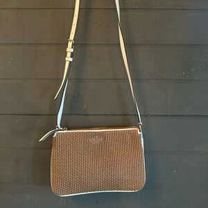 Kate Spade Tan and Cream Woven Crossbody Bag